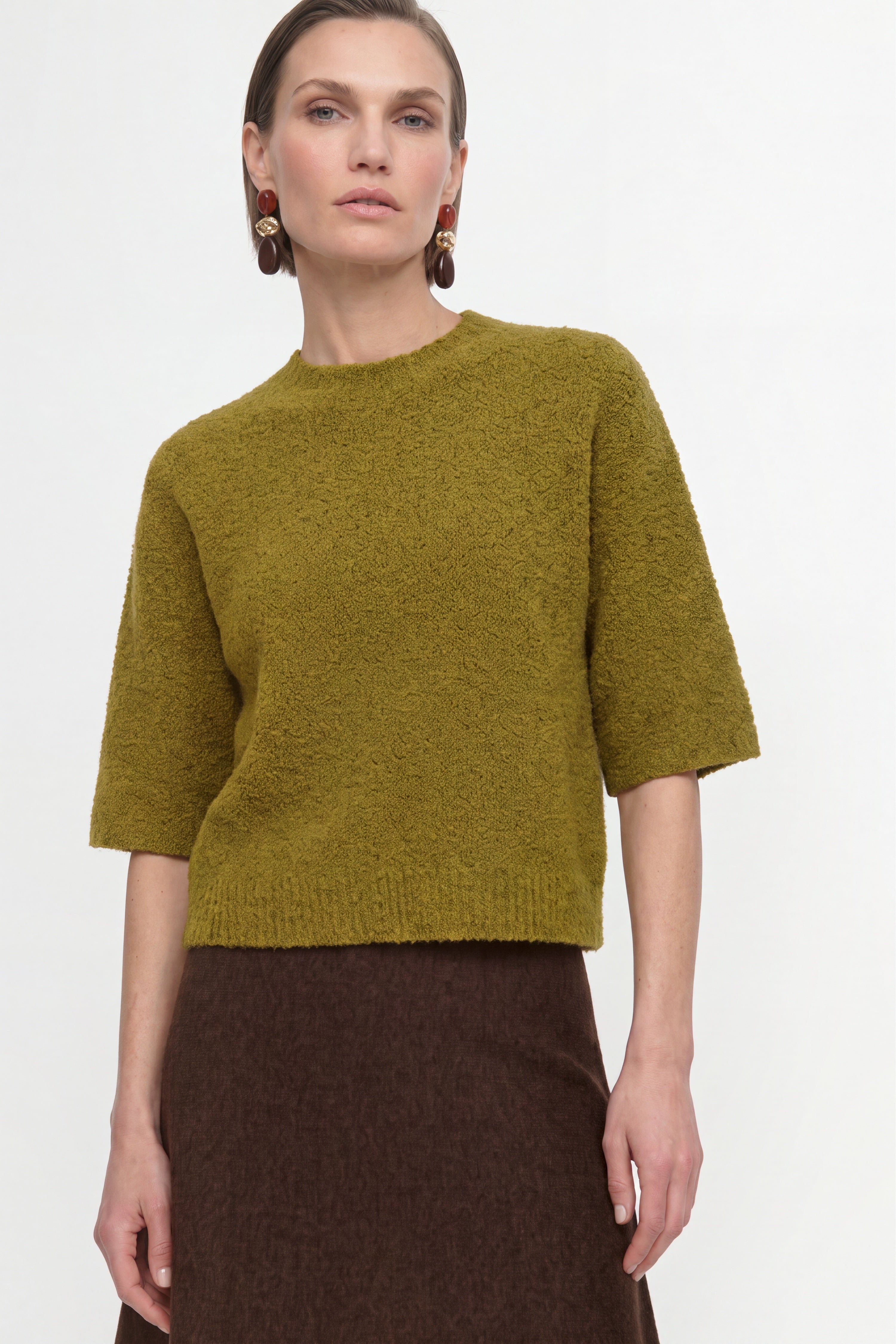 Cropped Bouclé-Pullover mit Halbarm-Rich & Royal