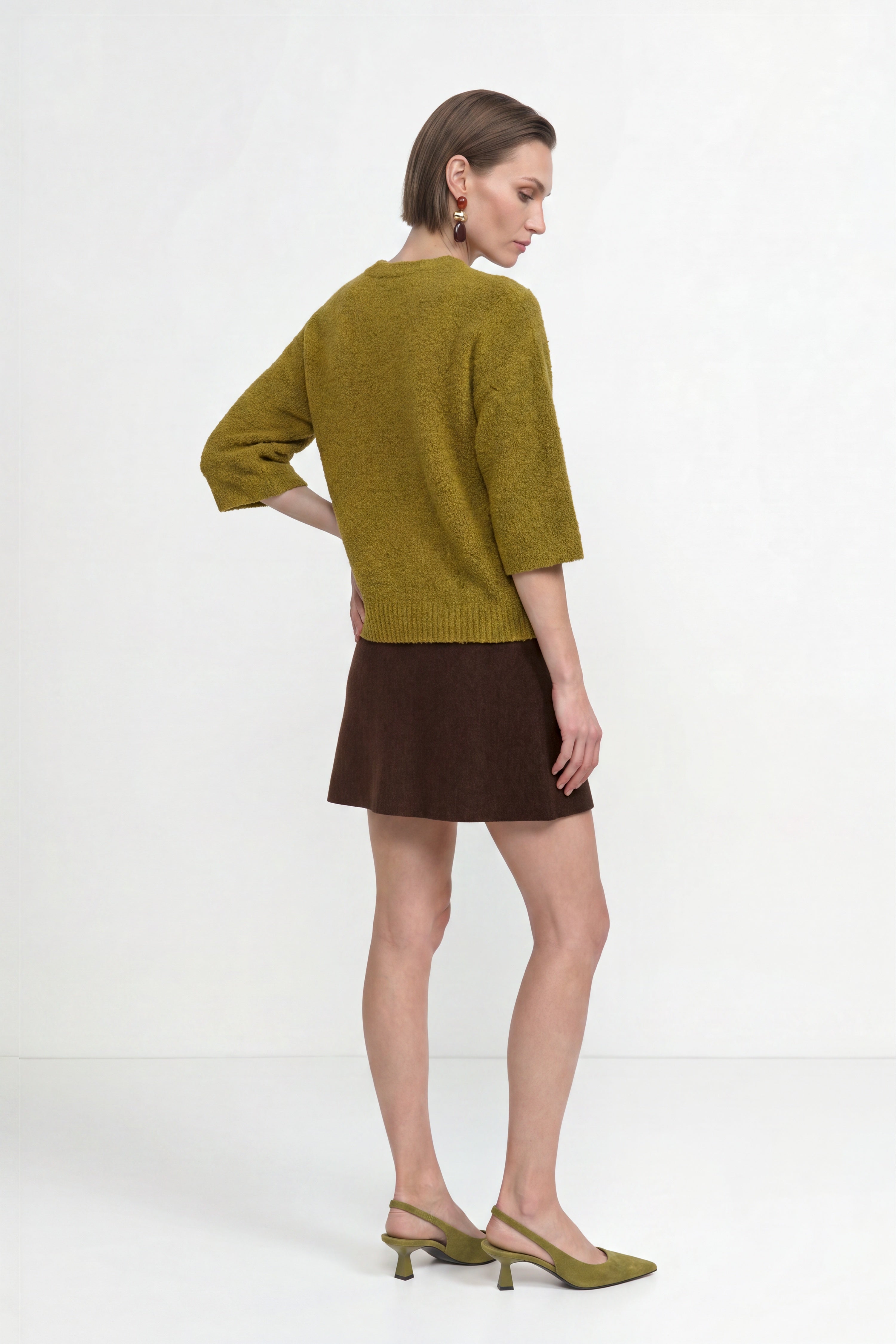Cropped Bouclé-Pullover mit Halbarm-Rich & Royal