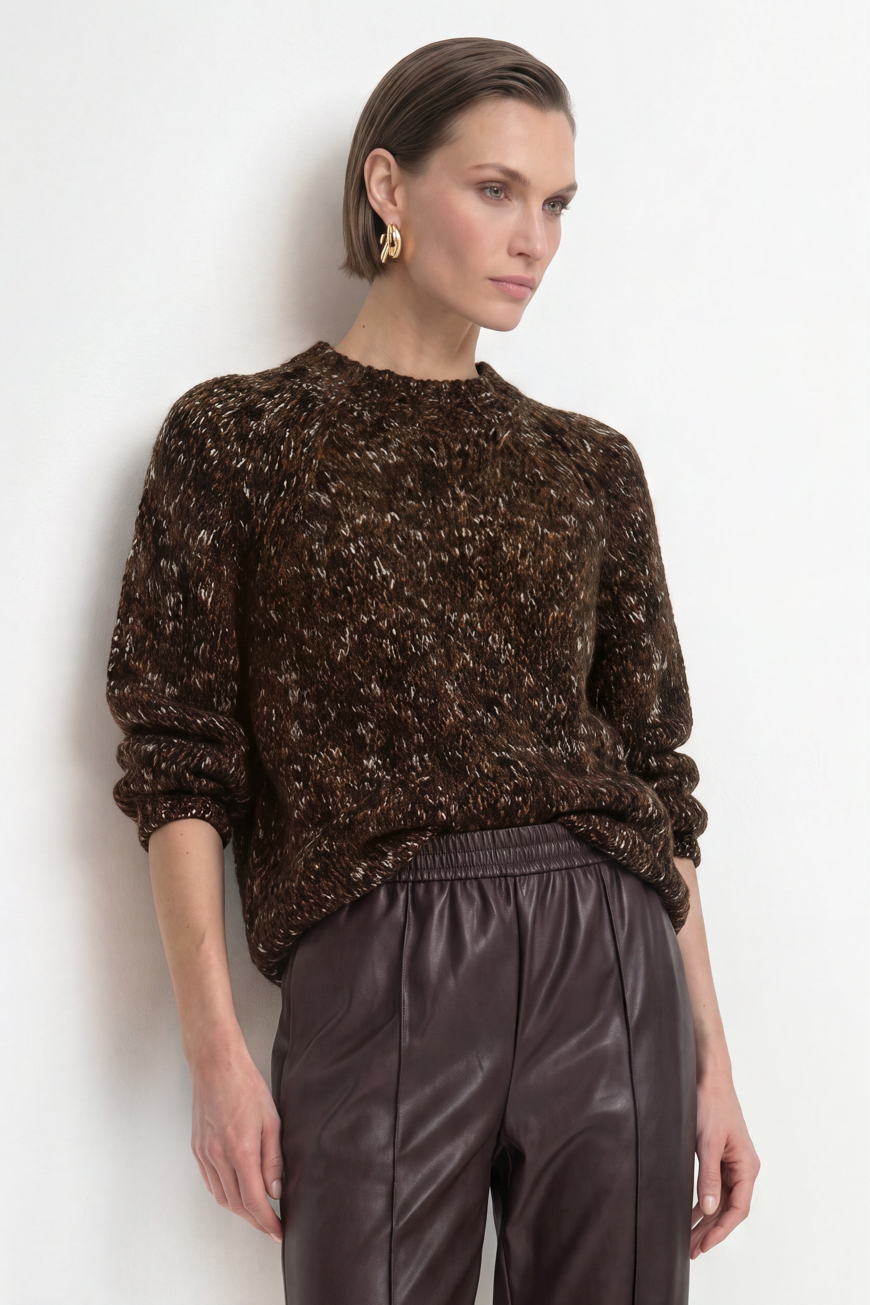 Grobstrick-Pullover mit Melange-Optik-Rich & Royal