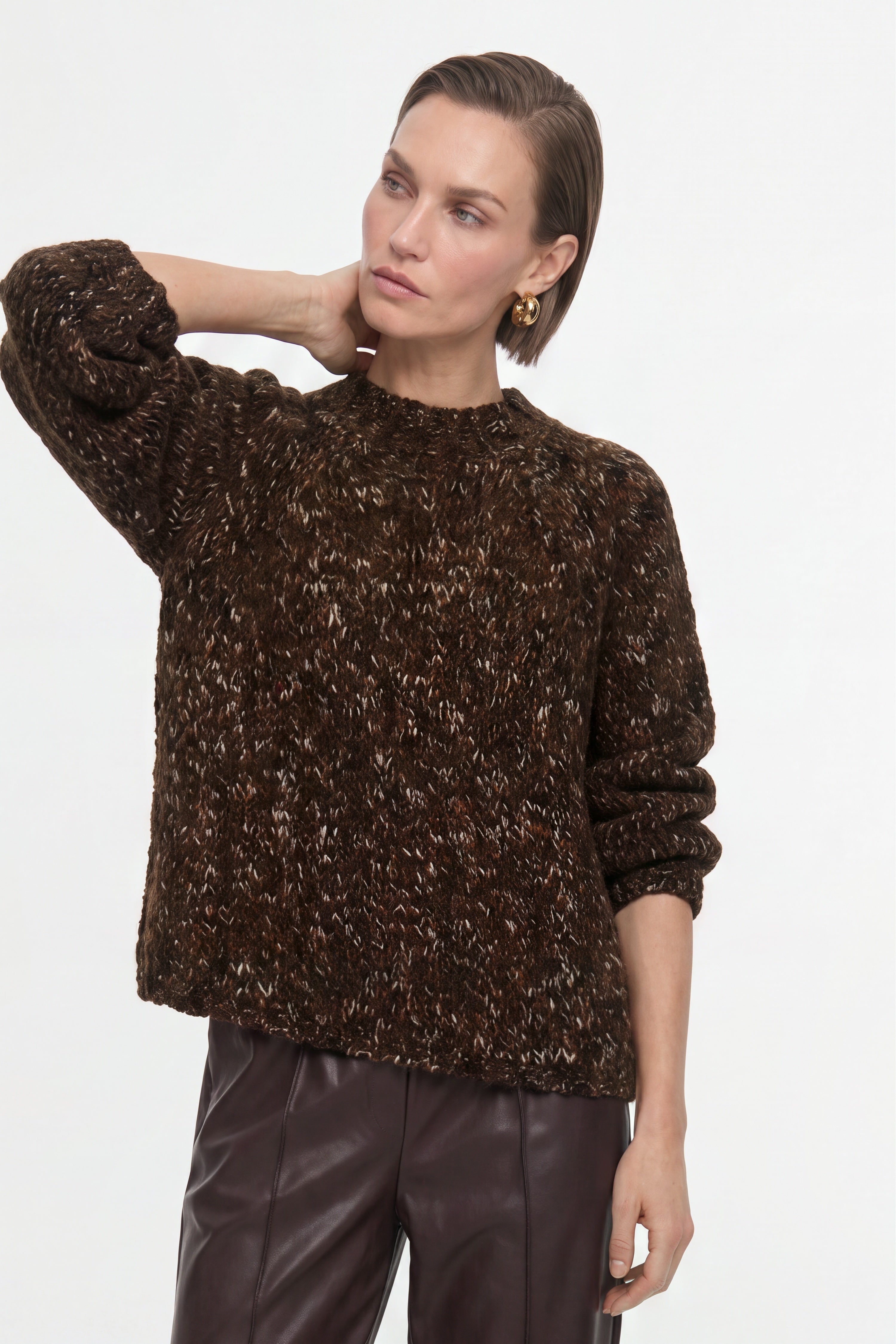 Grobstrick-Pullover mit Melange-Optik-Rich & Royal