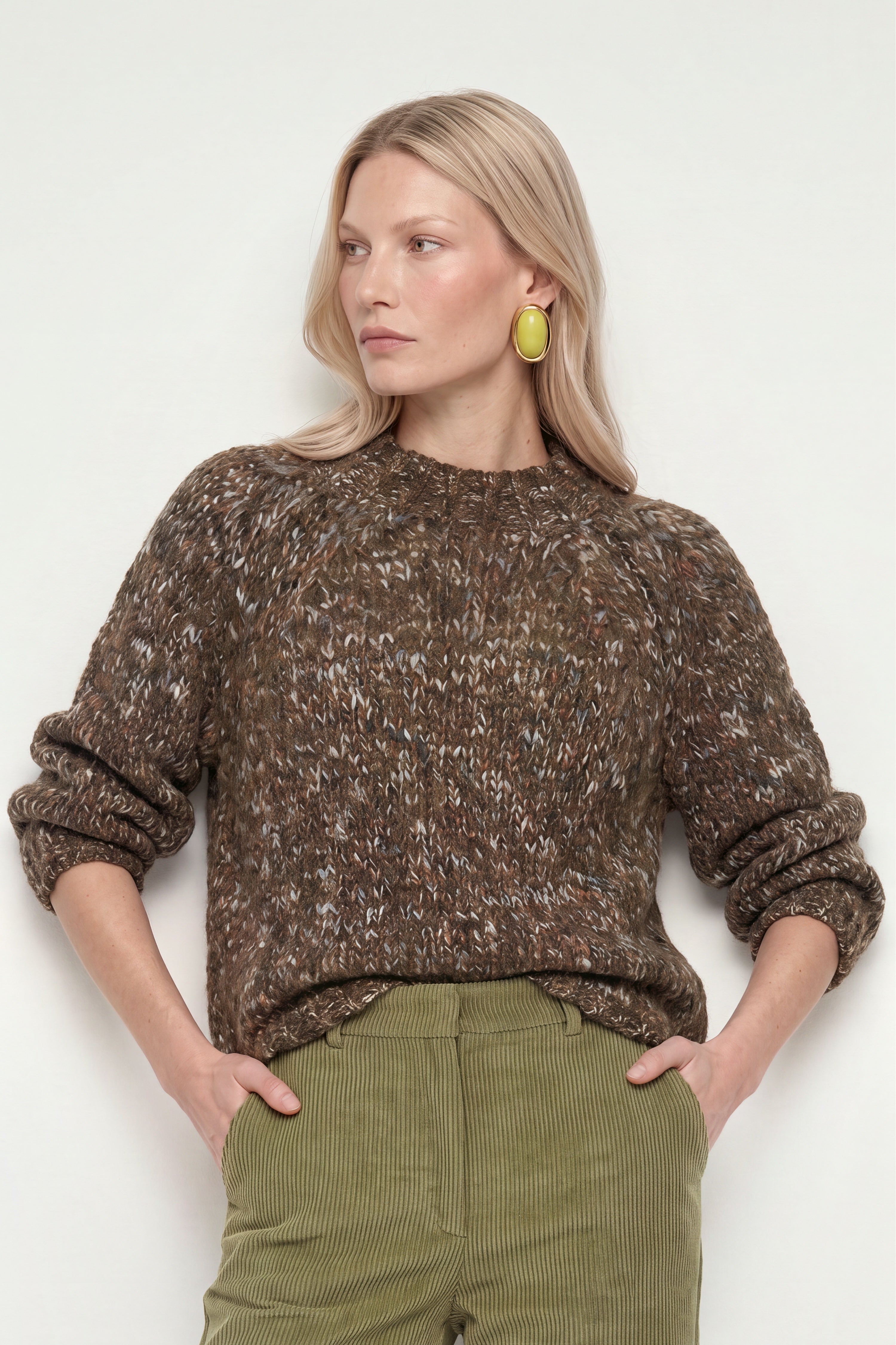 Grobstrick-Pullover mit Melange-Optik-Rich & Royal