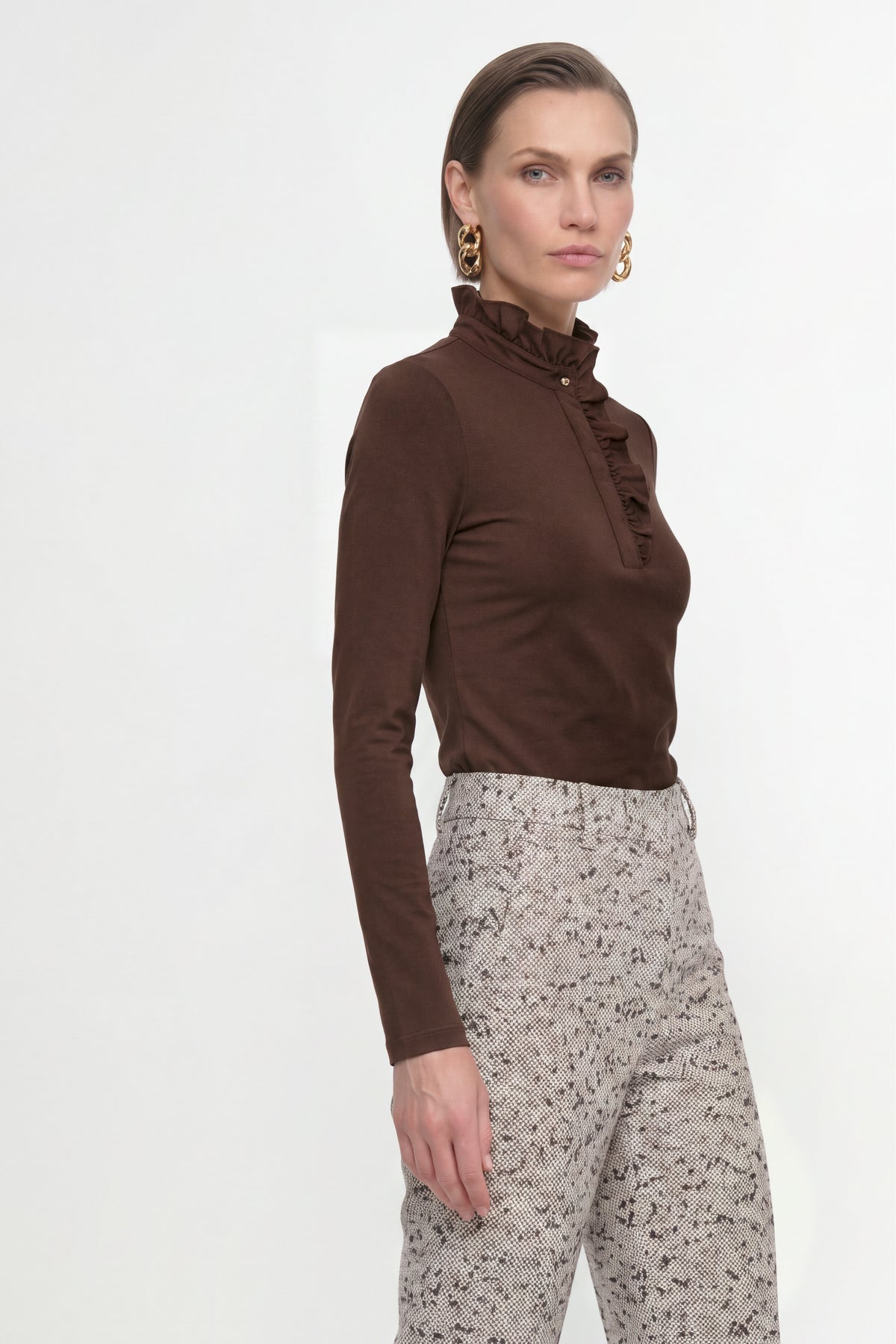 Longsleeve mit Rüschenkragen-Rich & Royal