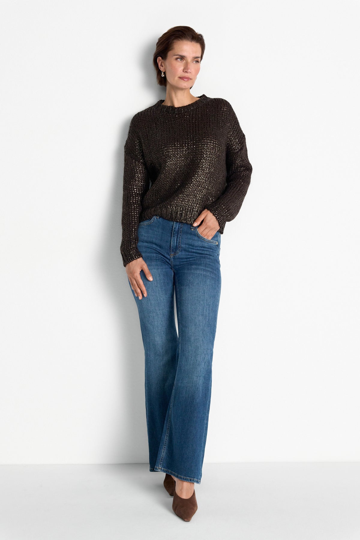 Grobstrickpullover mit Metallic-Effekt-Rich & Royal