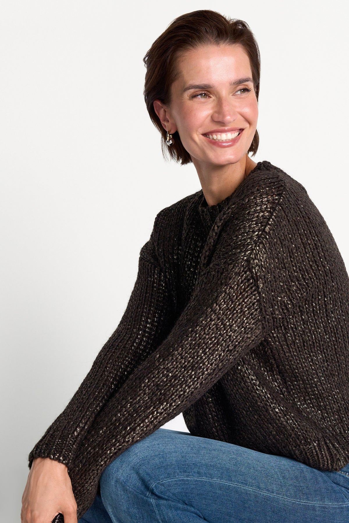 Grobstrickpullover mit Metallic-Effekt-Rich & Royal