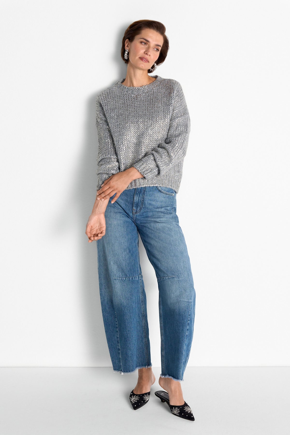 Grobstrickpullover mit Metallic-Effekt-Rich & Royal
