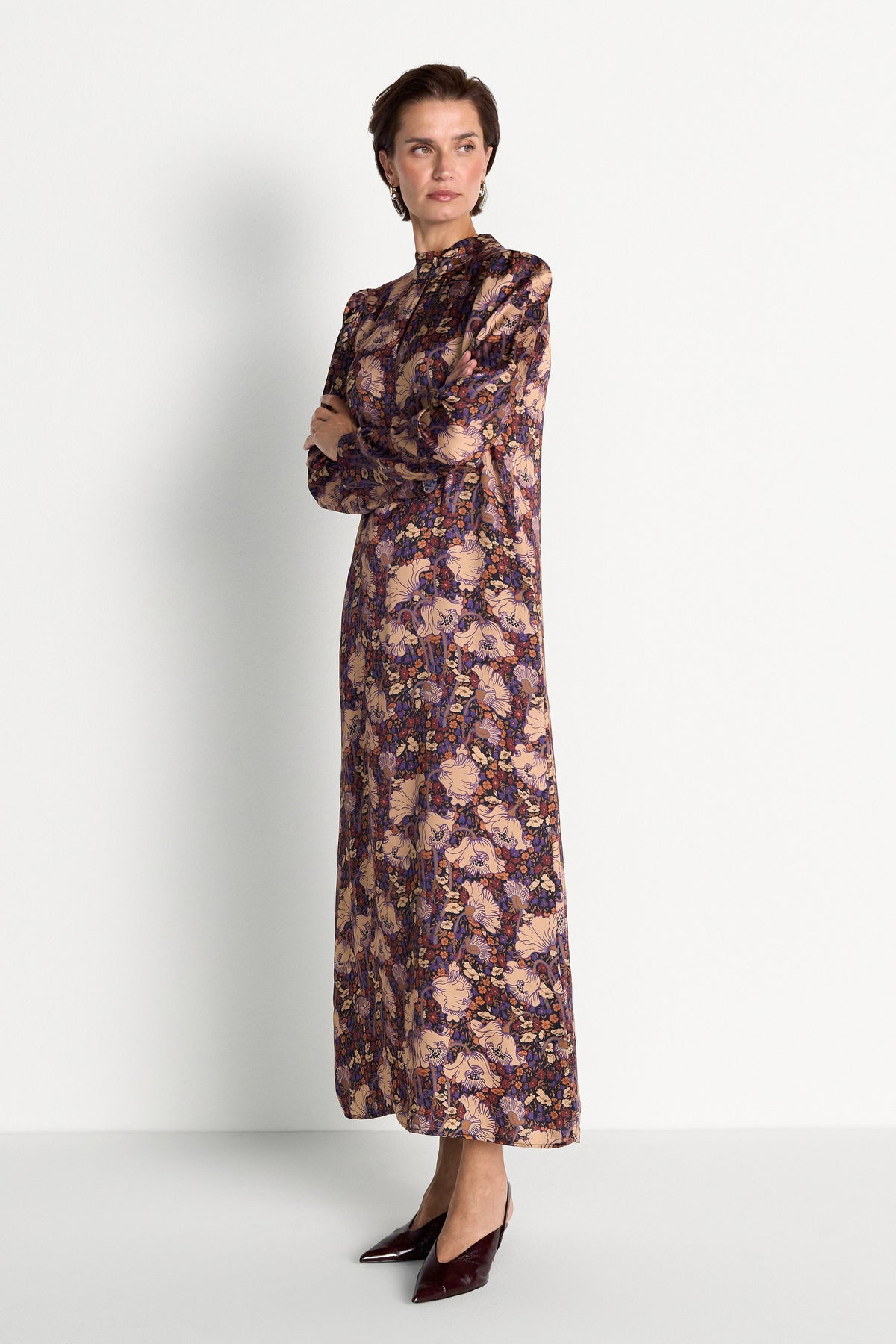 Kleid mit Blumenprint und Stehkragen-Rich & Royal
