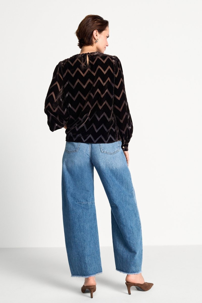 Samtbluse mit Zickzack-Muster-Rich & Royal