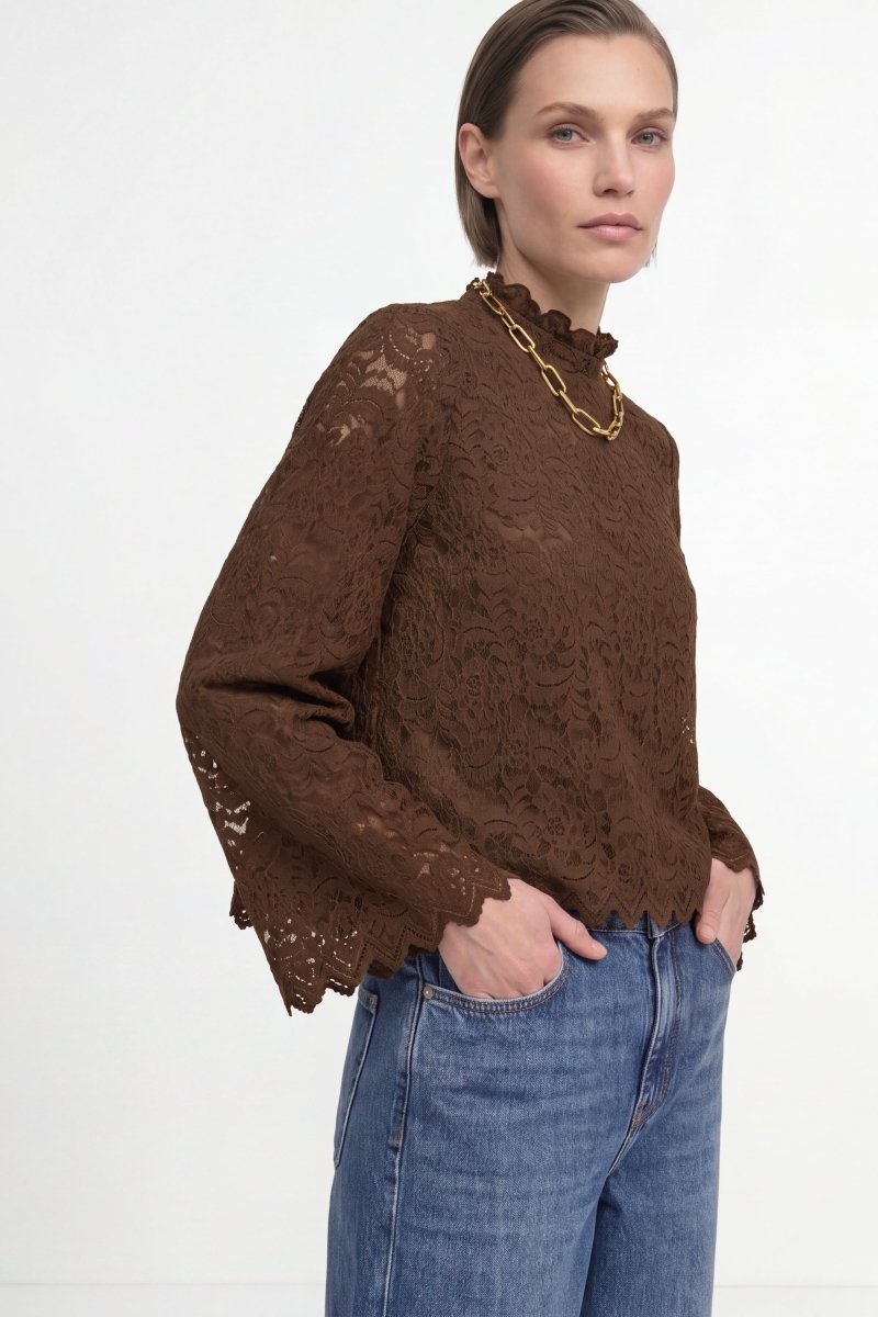 Spitzenbluse mit Stehkragen-Rich & Royal