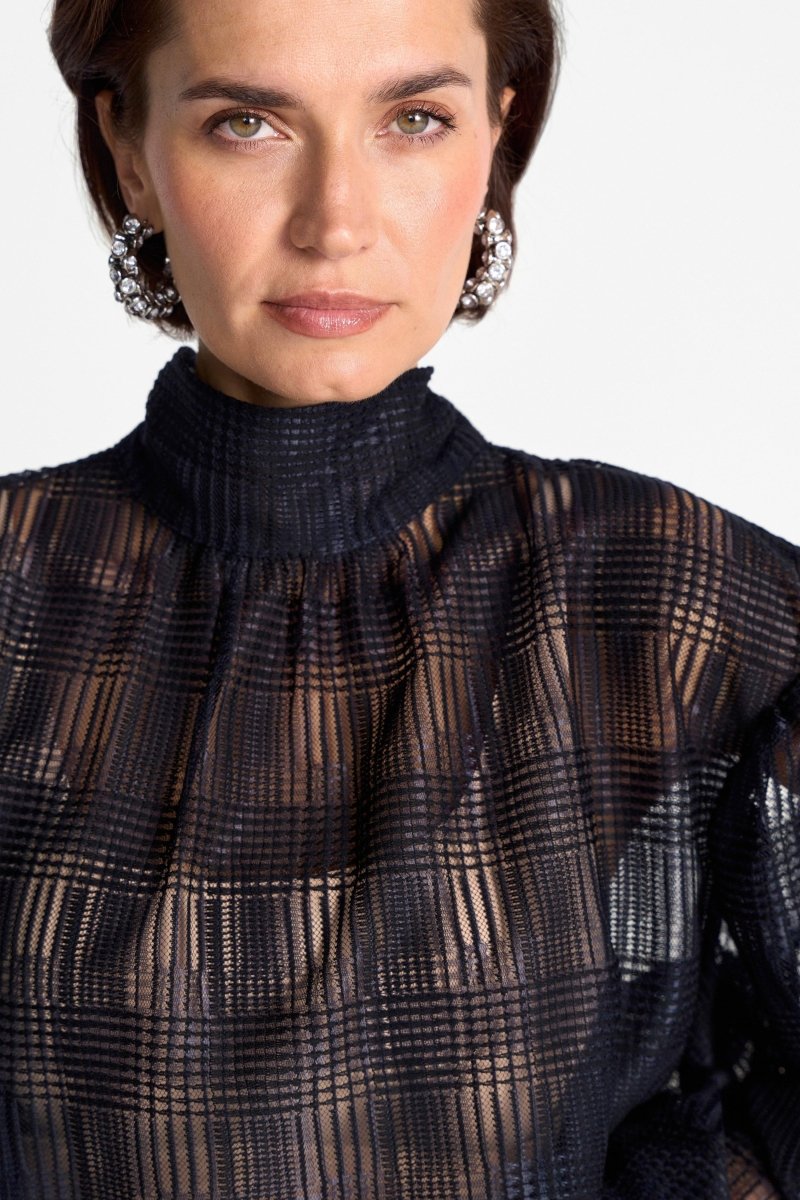 Transparente Karobluse mit Stehkragen-Rich & Royal