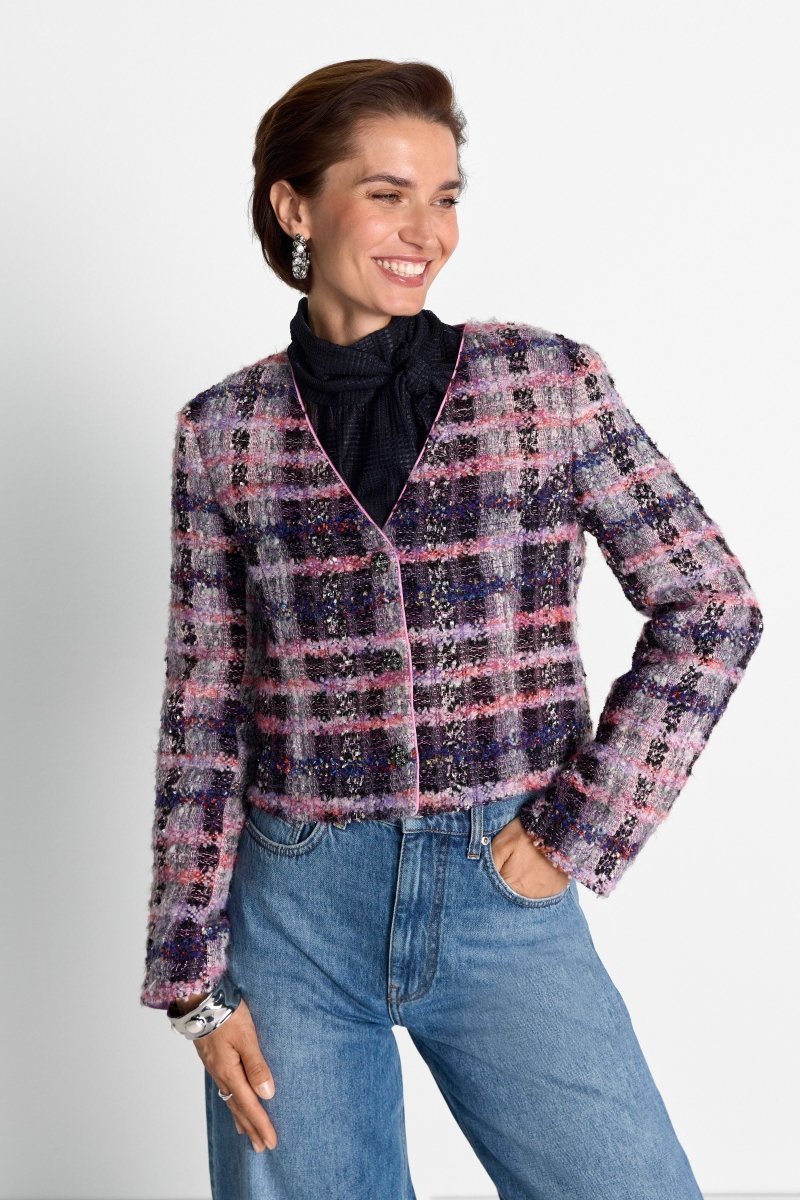 Kurzblazer aus Karo-Tweed-Rich & Royal