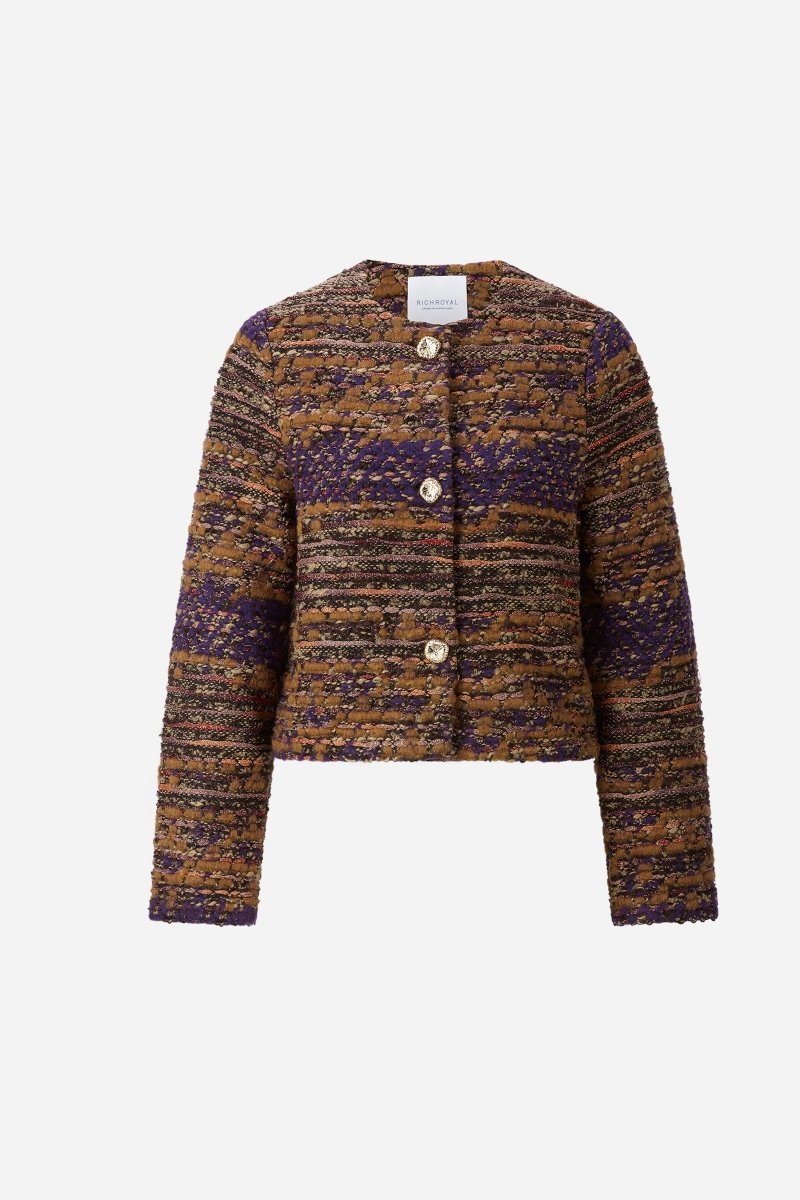 Bouclé-Kurzblazer mit Querstreifen-Rich & Royal