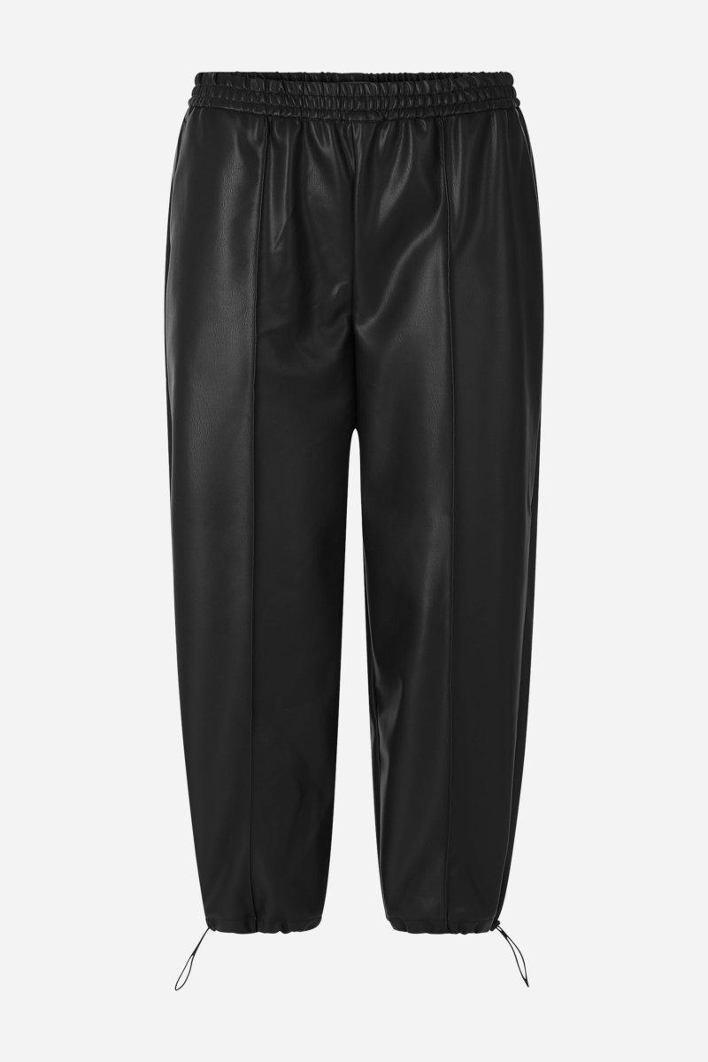 Schwarze Jogger-Hose in Lederoptik-Rich & Royal