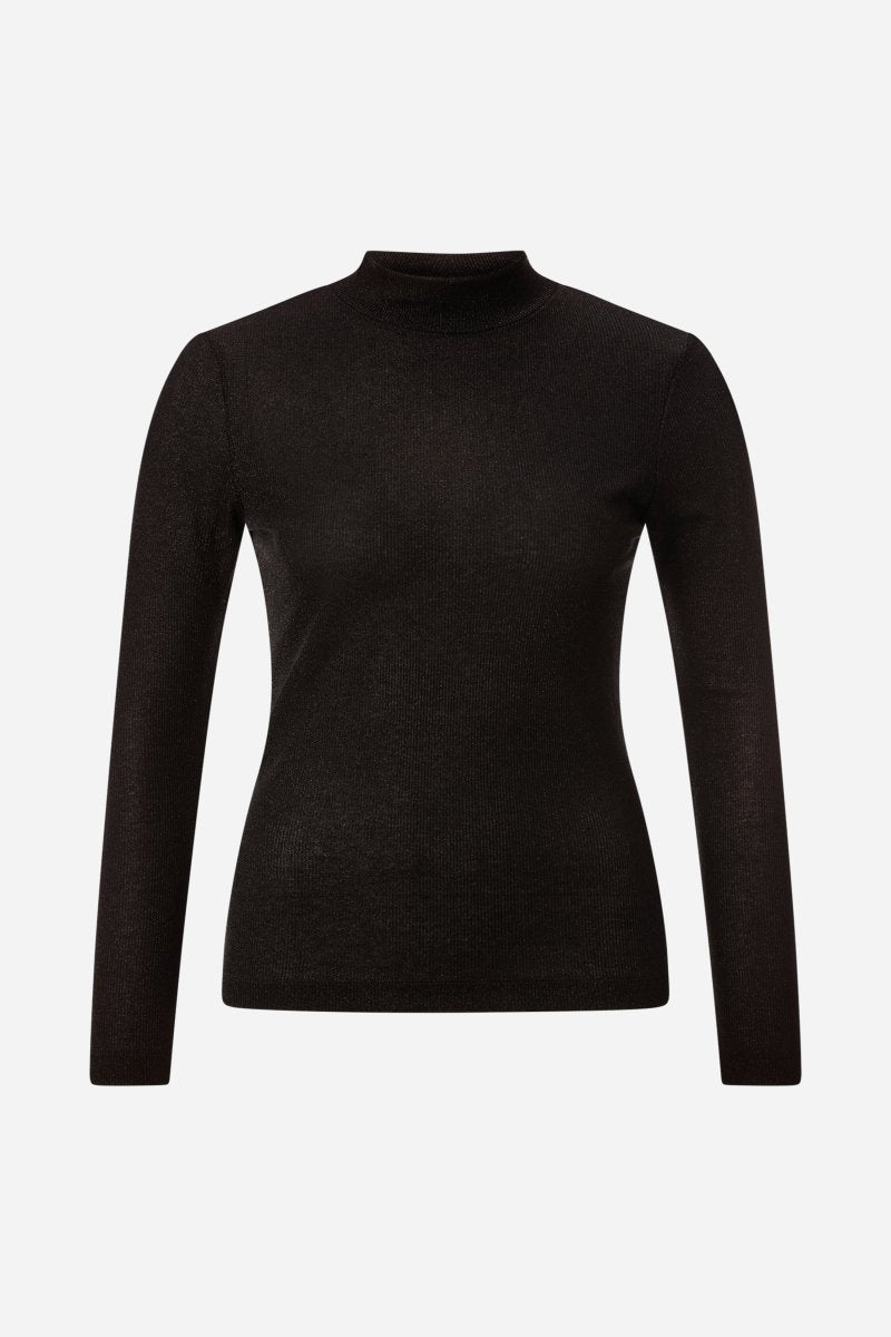 Rippstrick-Longsleeve mit Stehkragen-Rich & Royal