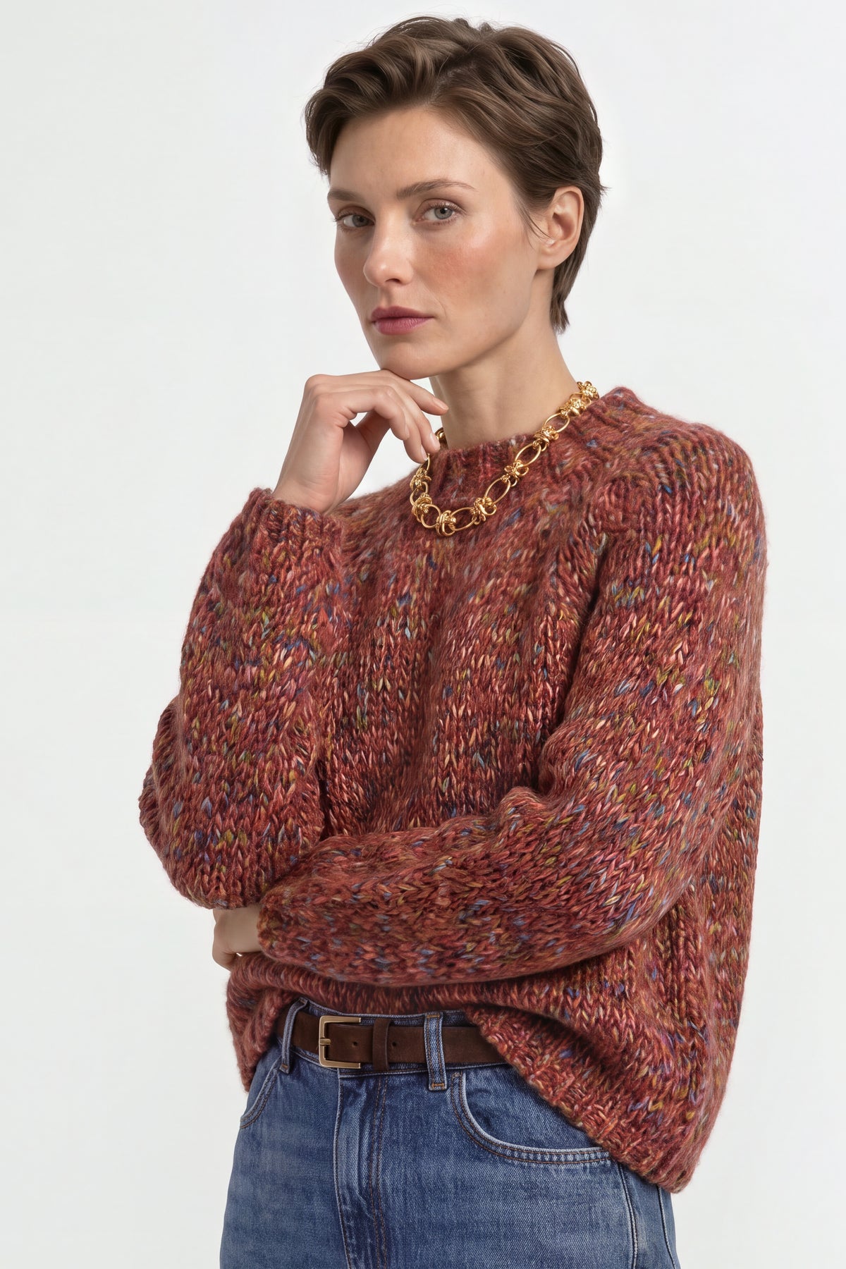 Grobstrickpullover mit Mouliné-Effekt-Rich & Royal