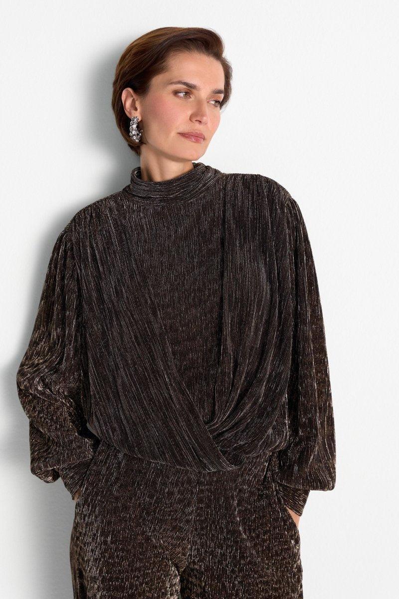 Plissee-Wickelbluse mit Stehkragen-Rich & Royal