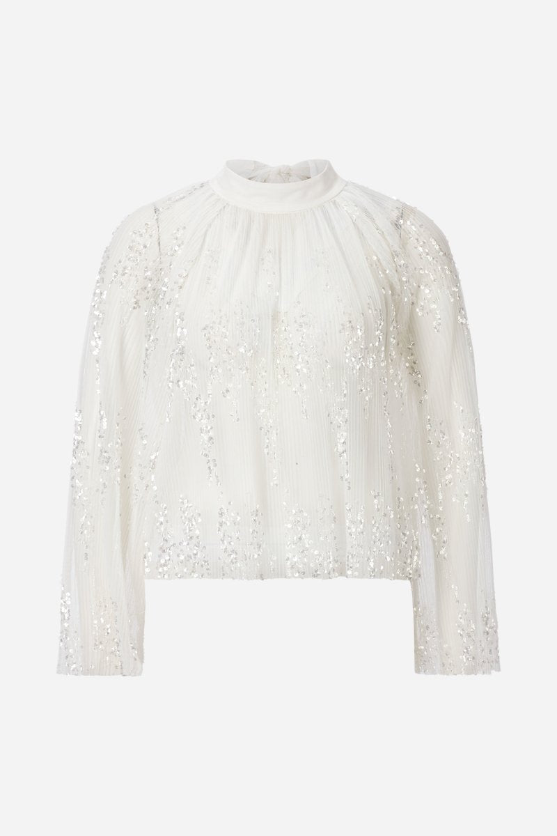Plisseebluse mit Pailletten-Rich & Royal