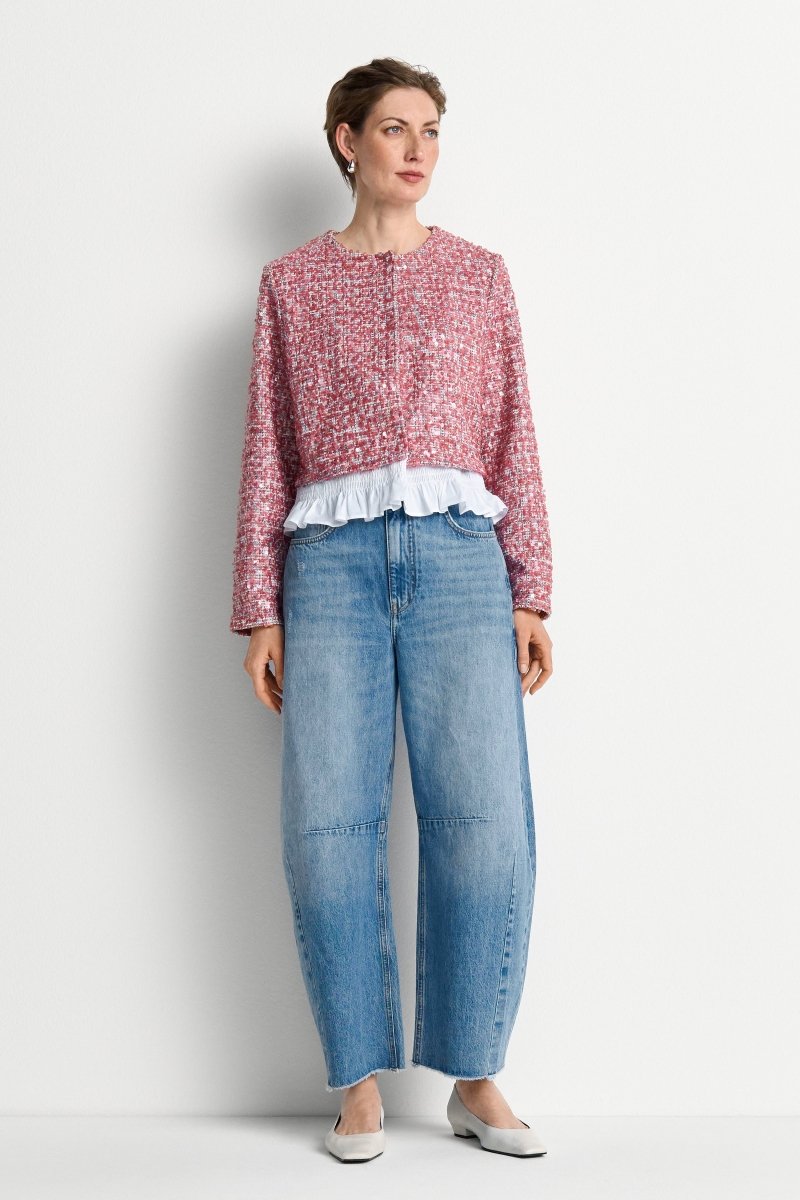 High-Waist Barrel-Leg Jeans-Rich & Royal