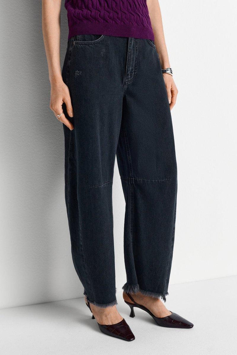 Barrel Jeans mit Fransensaum-Rich & Royal