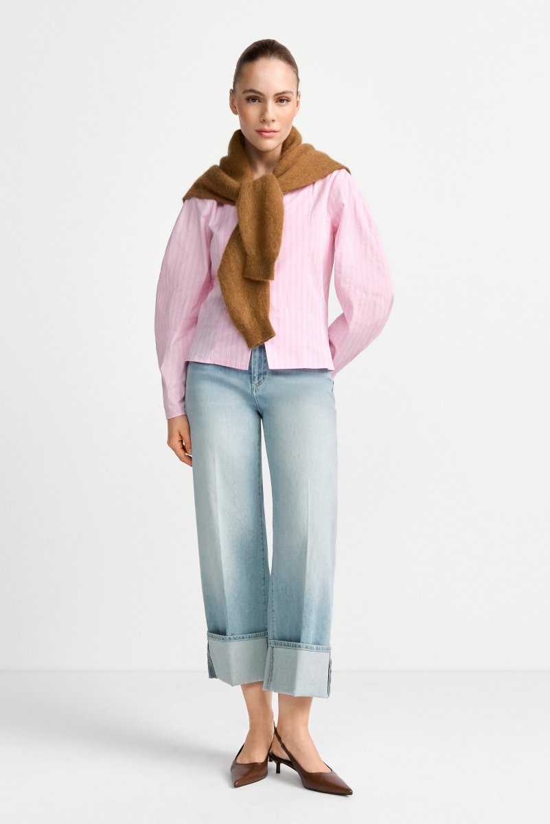 Cotton Stripe Blouse - Look-Rich & Royal