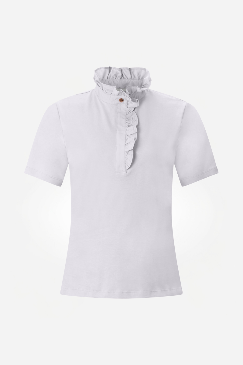Weißes T-Shirt mit Rüschenkragen-Rich & Royal