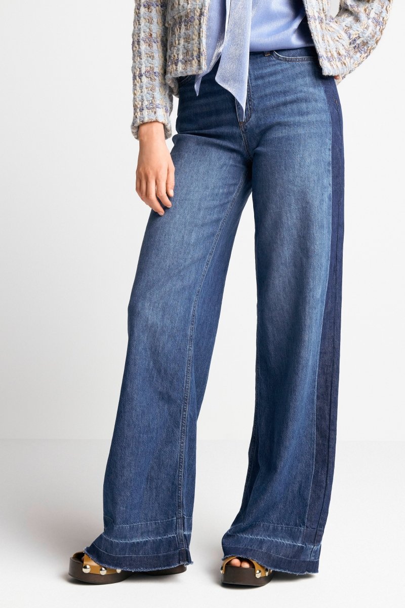 Wide Leg Denim mit Seitenstreifen-Rich & Royal