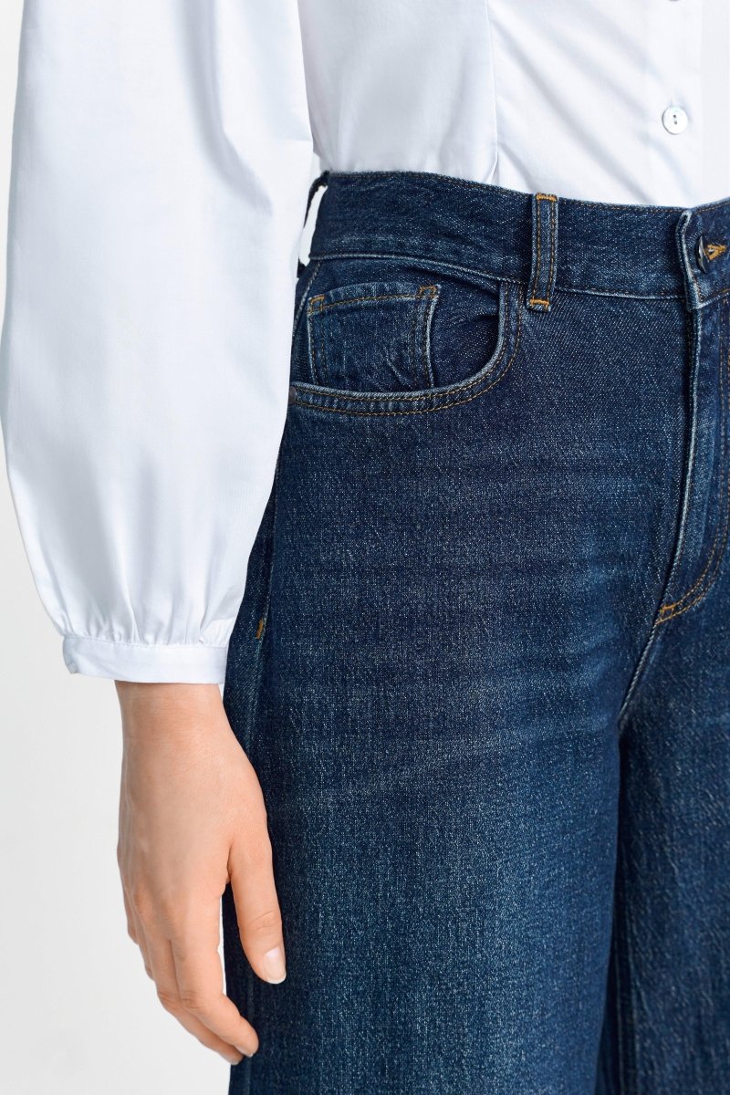 Dunkelblaue Jeans mit Umschlagsaum-Rich & Royal