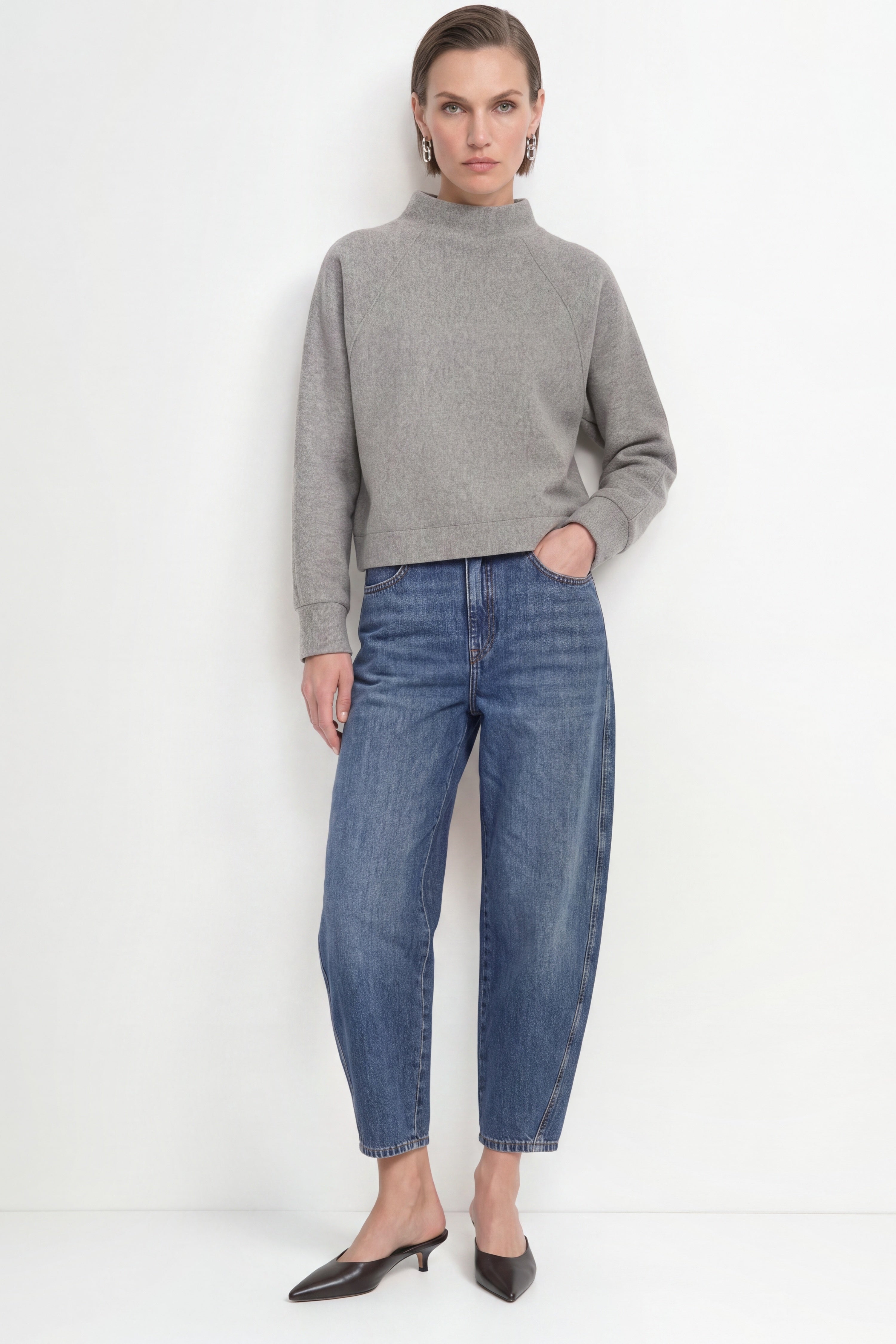 Cropped Sweatshirt mit Stehkragen-Rich & Royal