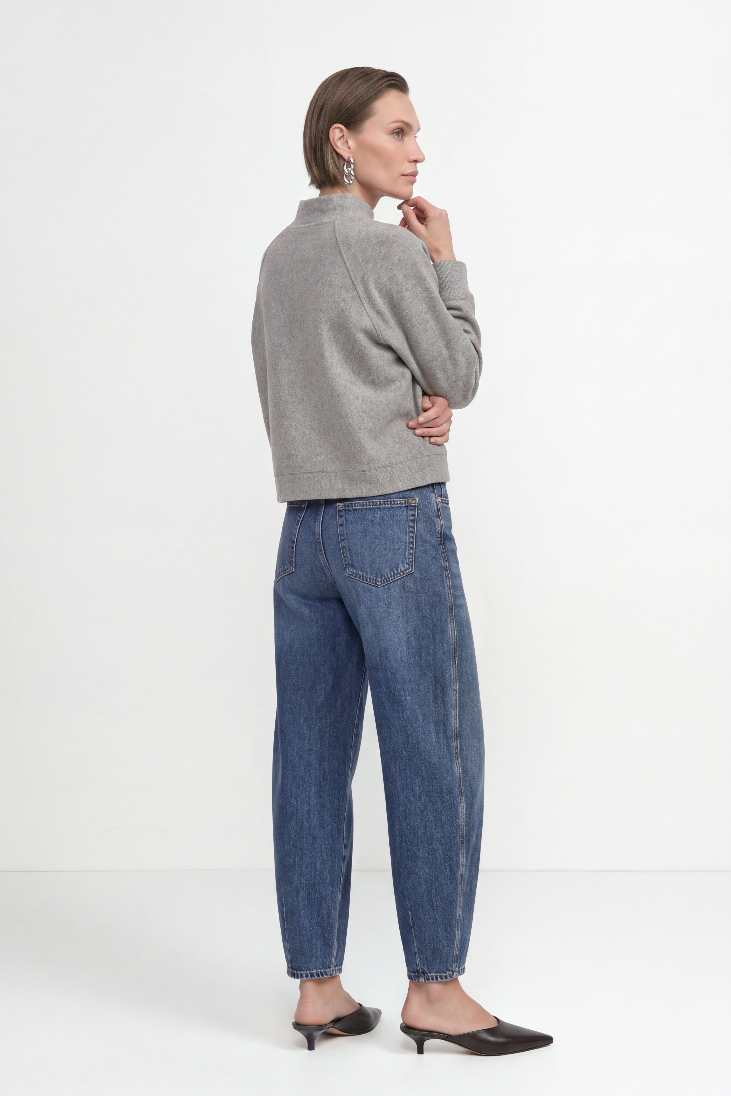 Cropped Sweatshirt mit Stehkragen-Rich & Royal