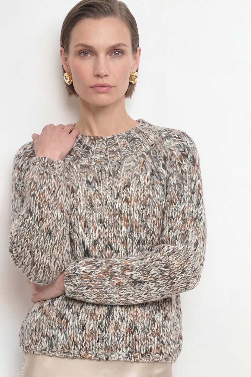 Grobstrick-Pullover in Melange-Optik-Rich & Royal