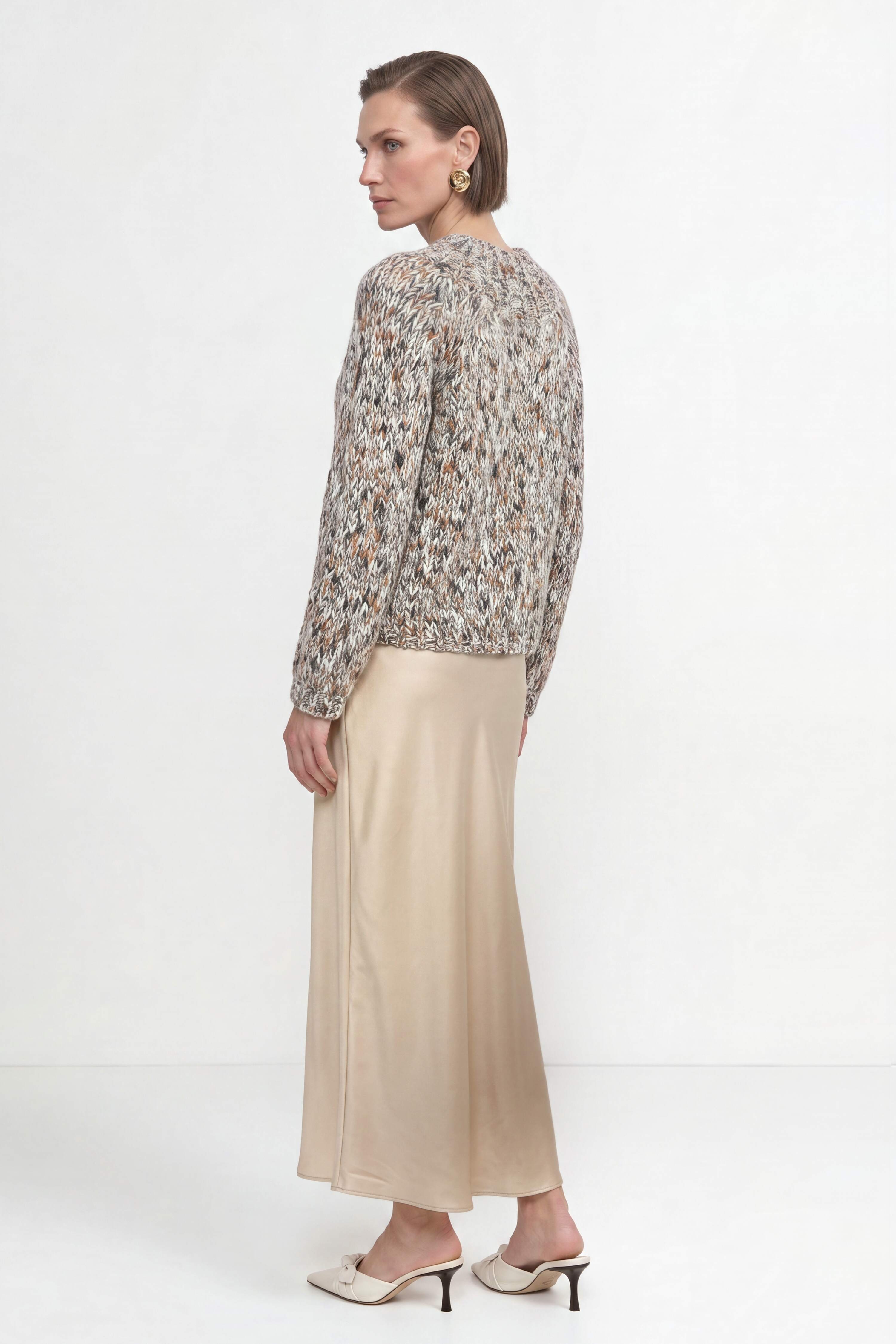 Grobstrick-Pullover in Melange-Optik-Rich & Royal
