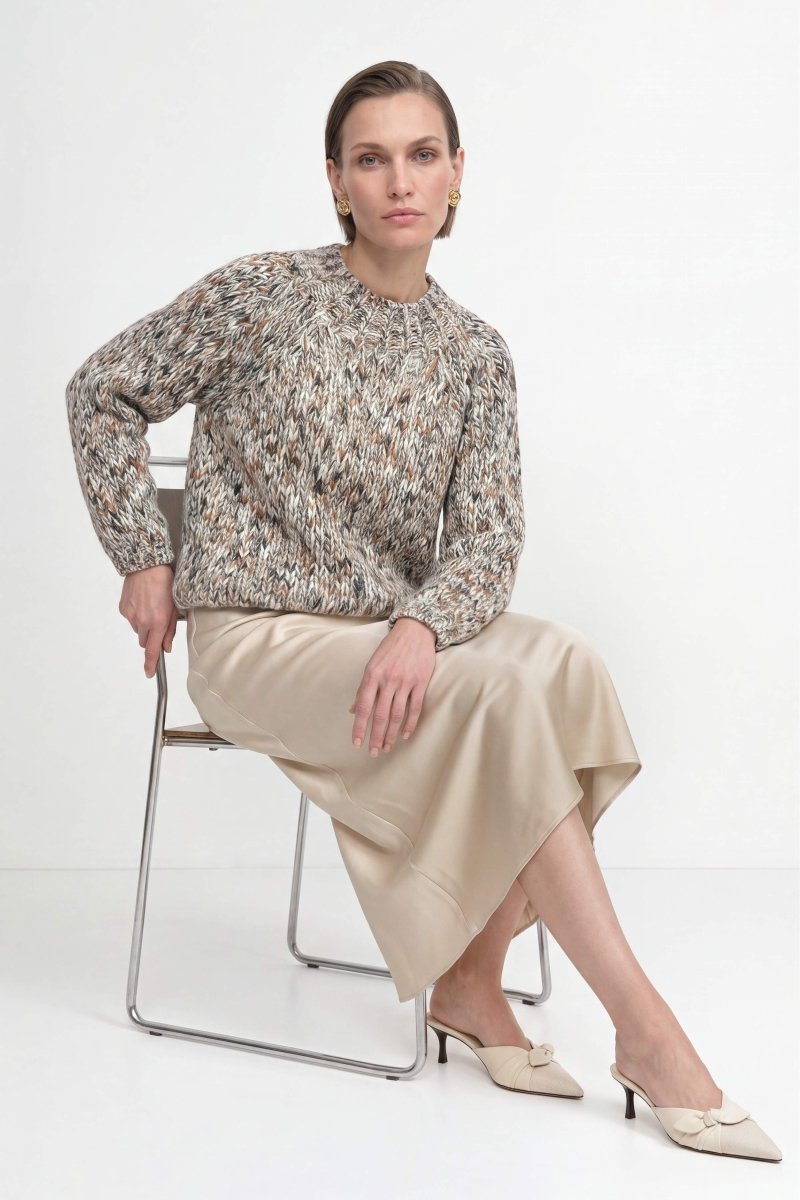 Grobstrick-Pullover in Melange-Optik-Rich & Royal