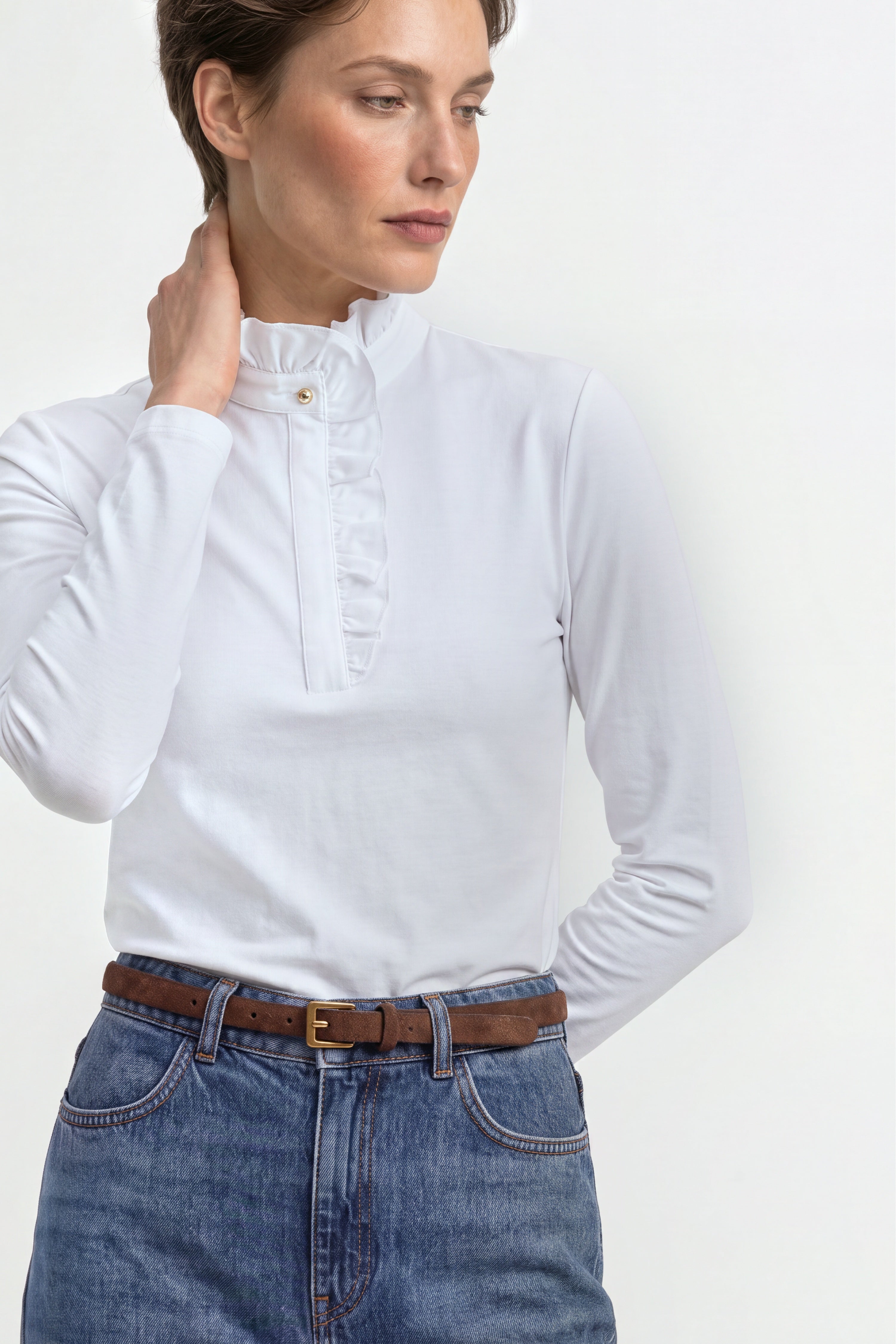 Longsleeve mit Rüschenkragen-Rich & Royal