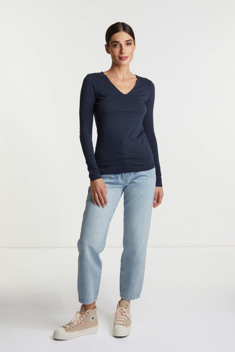 Longsleeve mit V-Neck-Rich & Royal