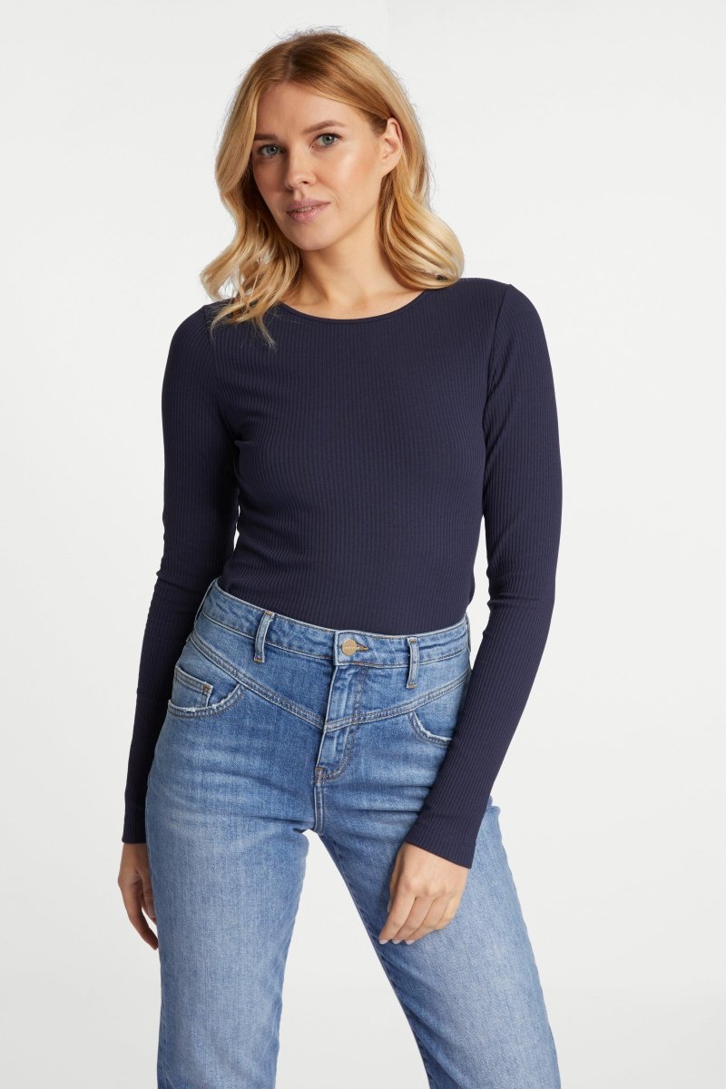 Rib-Longsleeve mit Rundhals-Rich & Royal